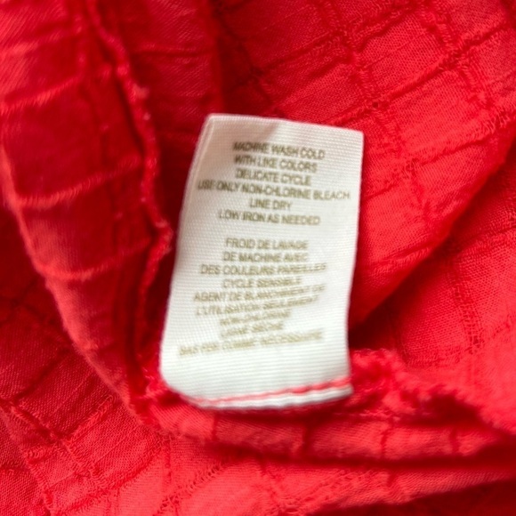 Vintage Free People Pink Red Crochet Smocked Mini Dress V-Neck Size 6 - Picture 9 of 9